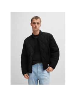 Veste matelassée déperlante avec badge logo noir homme - Hugo