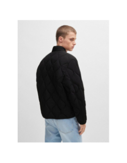 Veste matelassée déperlante avec badge logo noir homme - Hugo