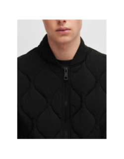 Veste matelassée déperlante avec badge logo noir homme - Hugo