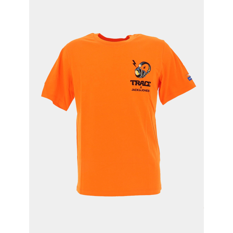 T-shirt manches courtes trace boom orange homme - Jack & Jones