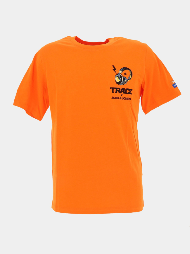 T-shirt manches courtes trace boom orange homme - Jack & Jones