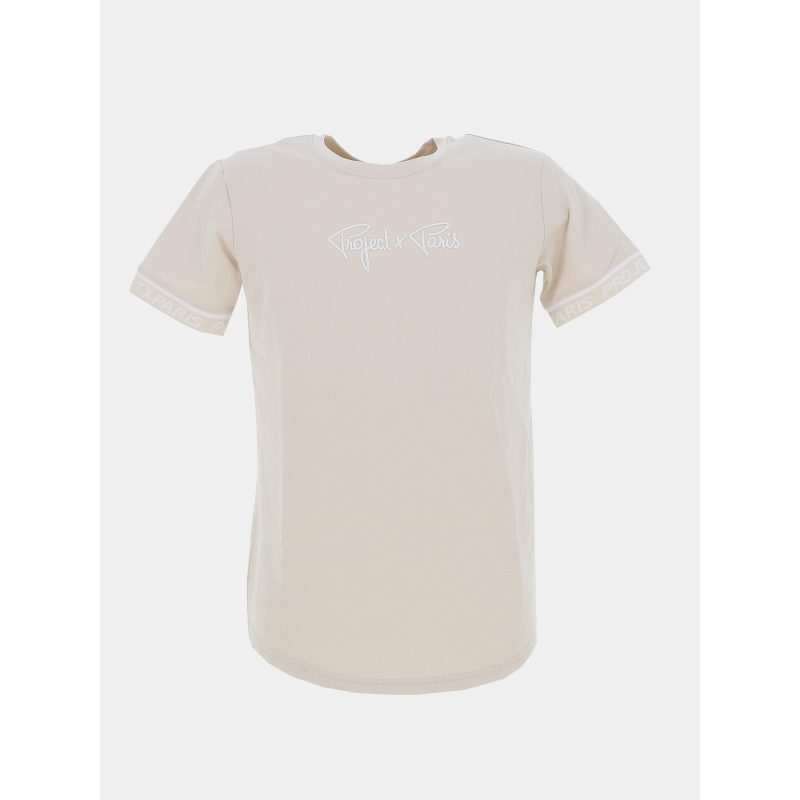 T-shirt logo brodé beige garçon - Project X Paris