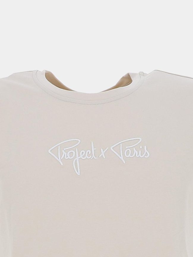 T-shirt logo brodé beige garçon - Project X Paris