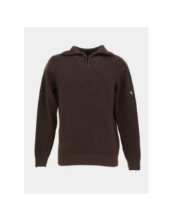 Pull col camionneur zippé fanion marron homme - Benson & Cherry