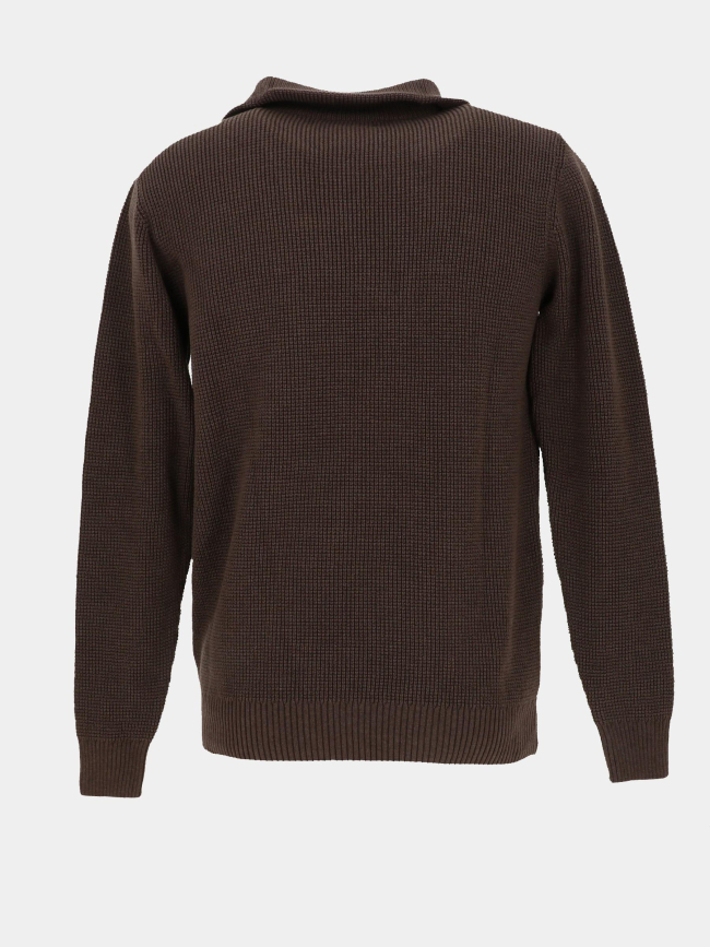 Pull col camionneur zippé fanion marron homme - Benson & Cherry