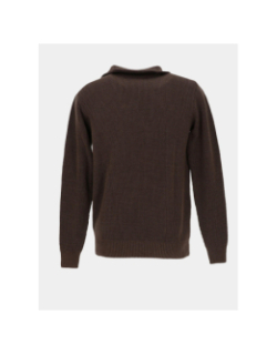 Pull col camionneur zippé fanion marron homme - Benson & Cherry