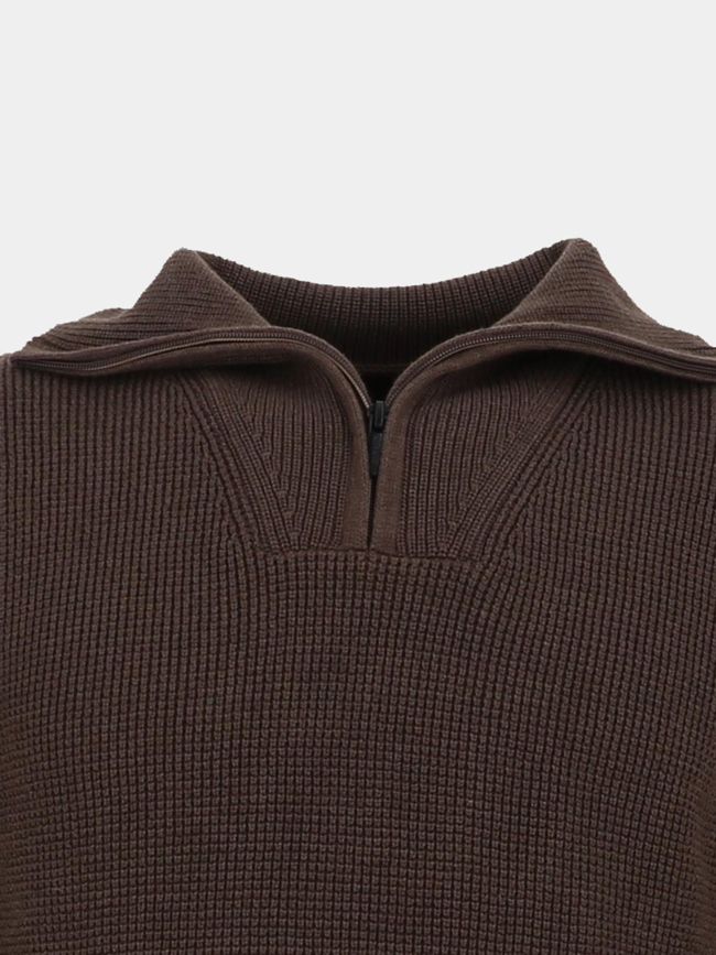 Pull col camionneur zippé fanion marron homme - Benson & Cherry