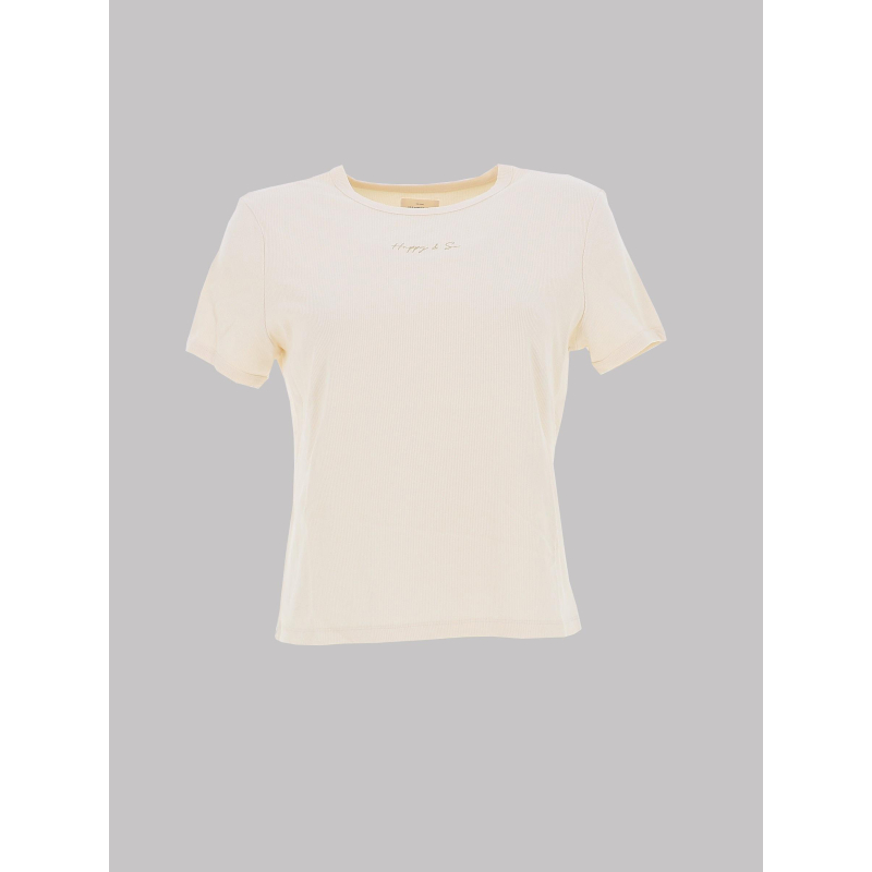 T-shirt côtelé regular léa beige femme - Happy & So