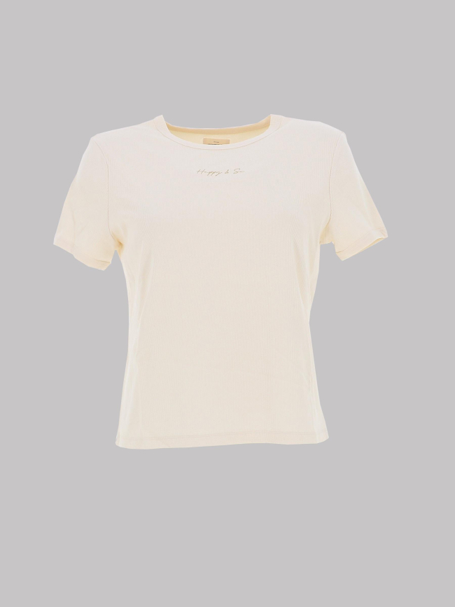 T-shirt côtelé regular léa beige femme - Happy & So