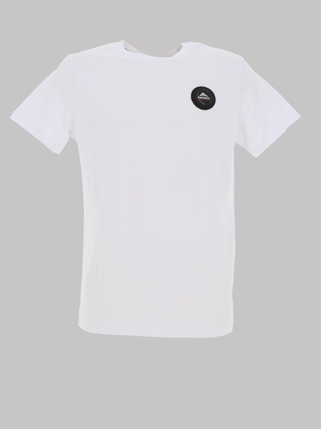 T-shirt droit logo relief blanc homme - Helvetica