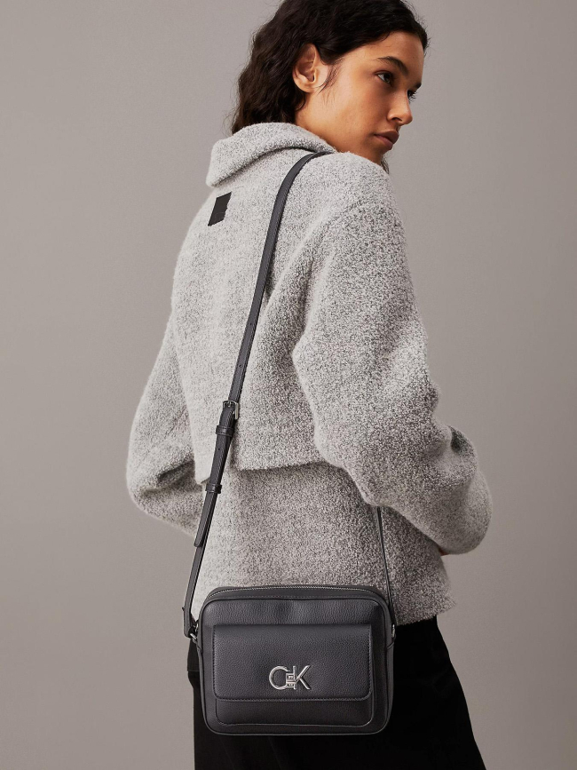 Sac à main bandoulière re-lock camera noir femme - Calvin Klein