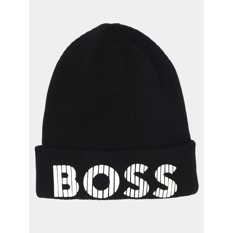 Bonnet logo relief rayé noir enfant - Boss