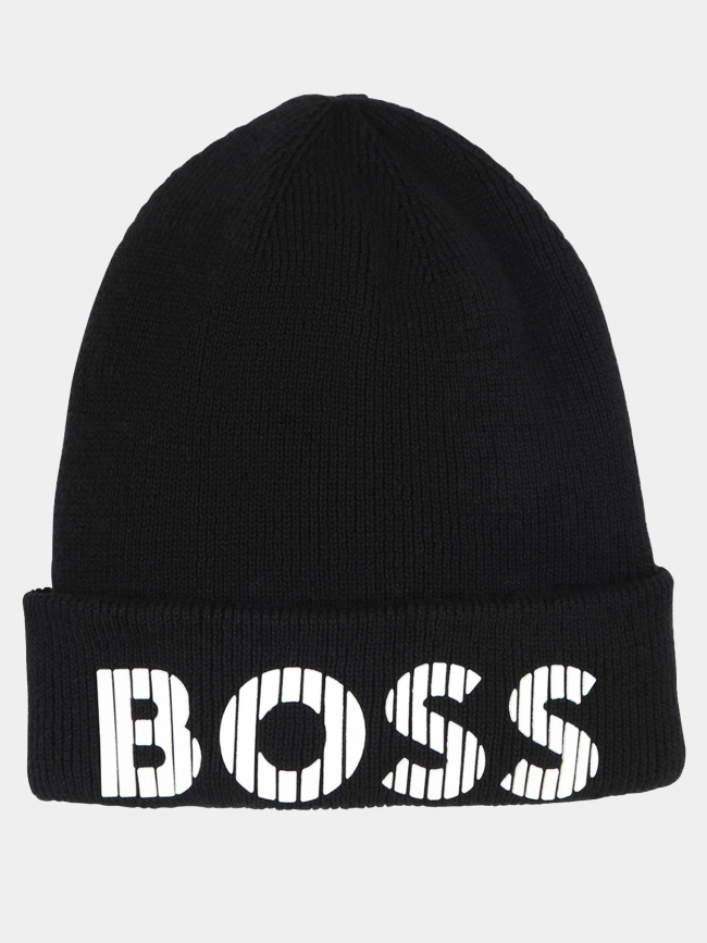 Bonnet logo relief rayé noir enfant - Boss