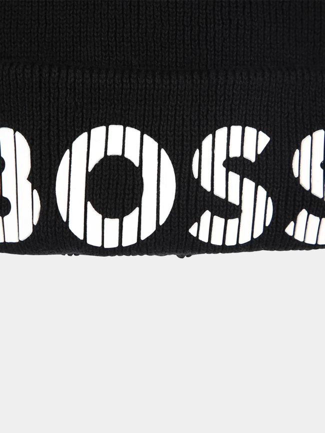 Bonnet logo relief rayé noir enfant - Boss