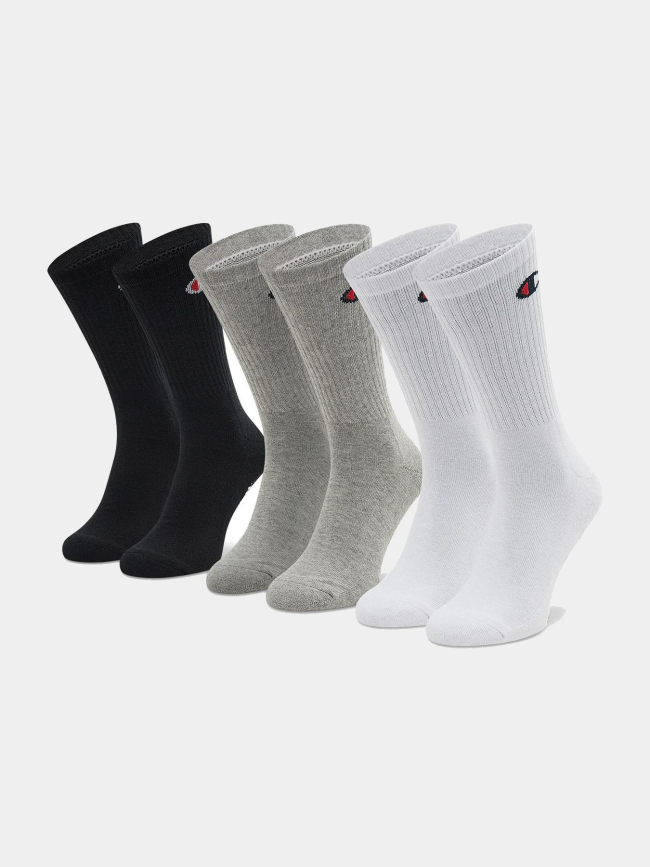 Pack de 3 paires de chaussettes crew noir gris blanc - Champions