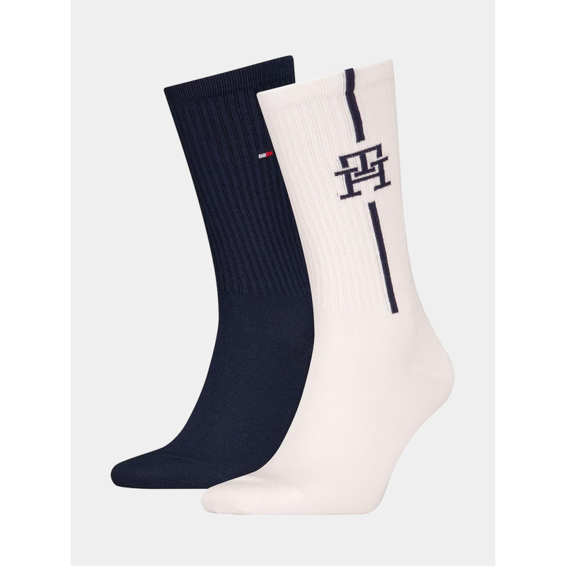 2 paires de chaussettes hautes bleu et blanc homme - Tommy Hilfiger