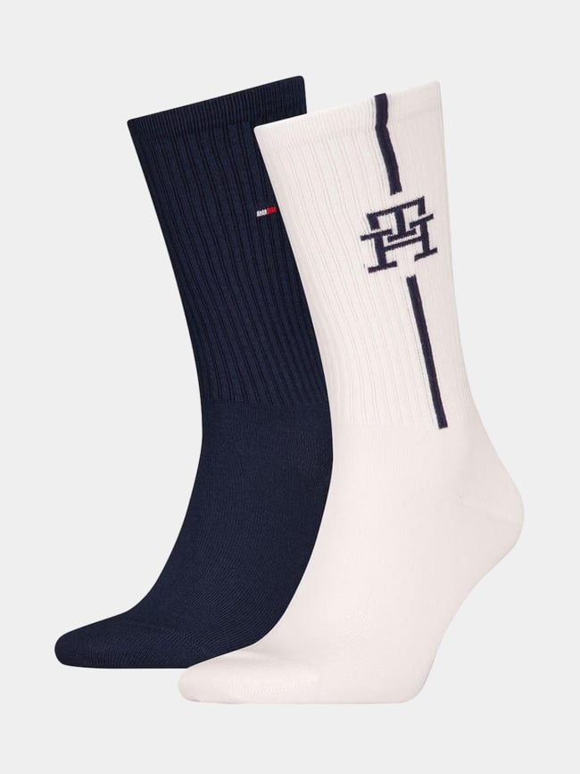 2 paires de chaussettes hautes bleu et blanc homme - Tommy Hilfiger