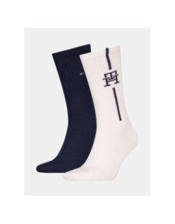 2 paires de chaussettes hautes bleu et blanc homme - Tommy Hilfiger