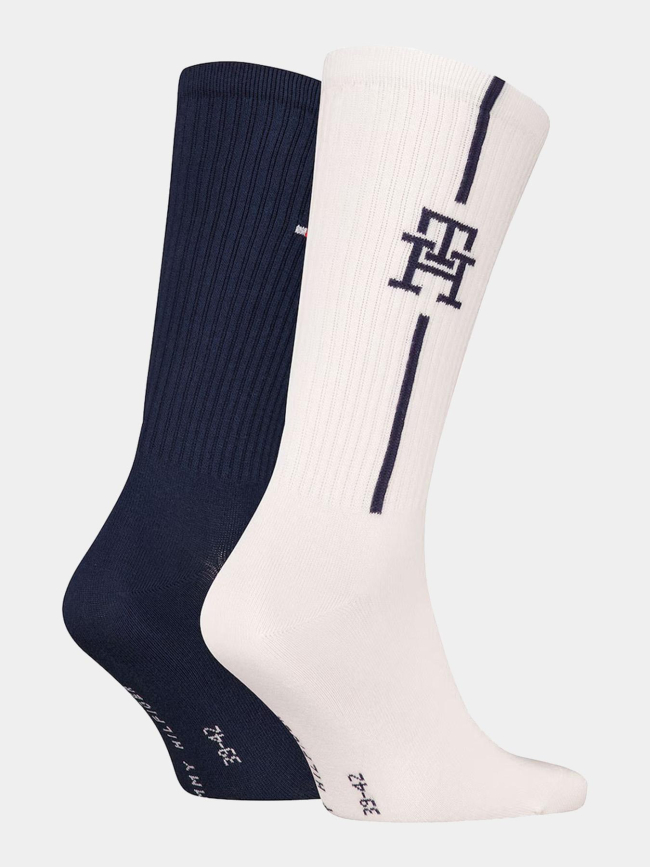 2 paires de chaussettes hautes bleu et blanc homme - Tommy Hilfiger