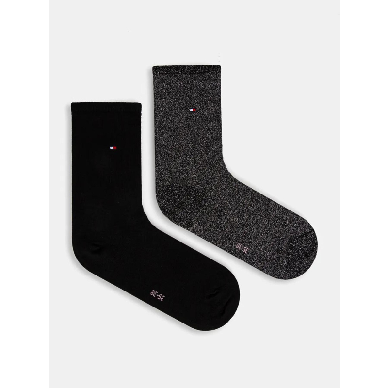 Pack 2 paires chaussettes noir et pailleté femme - Tommy Hilfiger