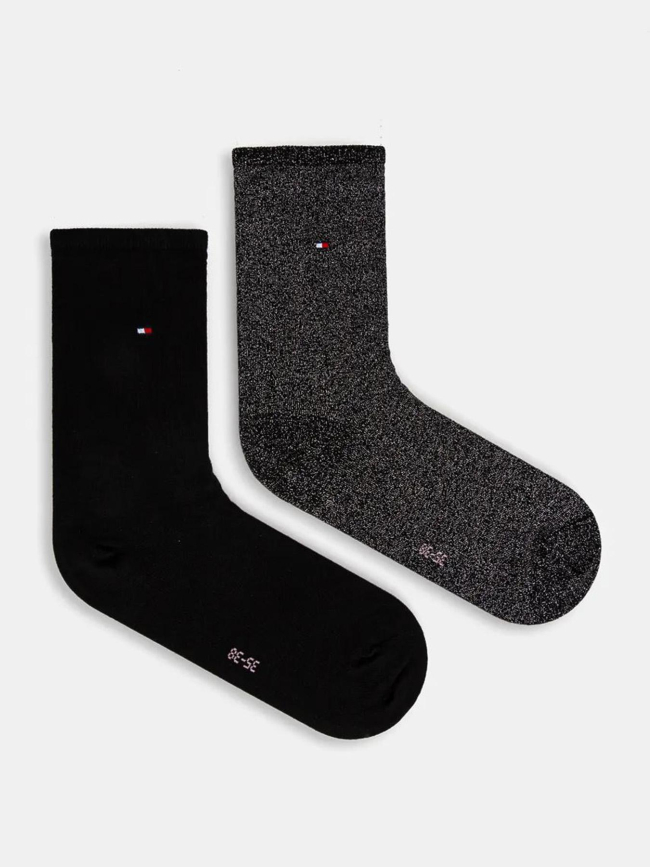 Pack 2 paires chaussettes noir et pailleté femme - Tommy Hilfiger