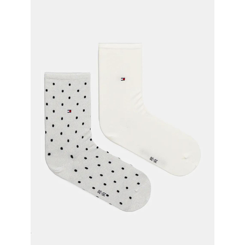 Pack 2 paires chaussettes blanc gris femme - Tommy Hilfiger