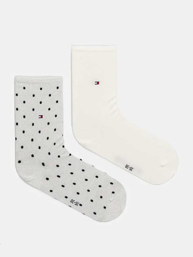 Pack 2 paires chaussettes blanc gris femme - Tommy Hilfiger