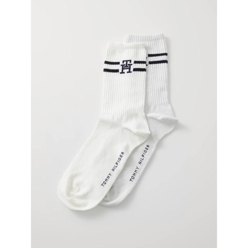 Pack 2 paires chaussettes monogram blanc femme - Tommy Hilfiger