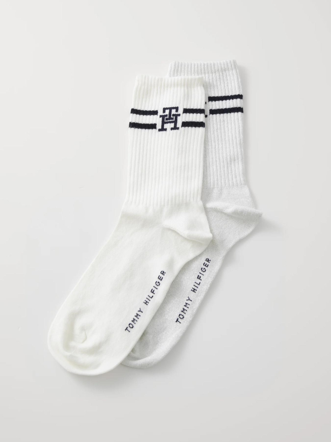 Pack 2 paires chaussettes monogram blanc femme - Tommy Hilfiger