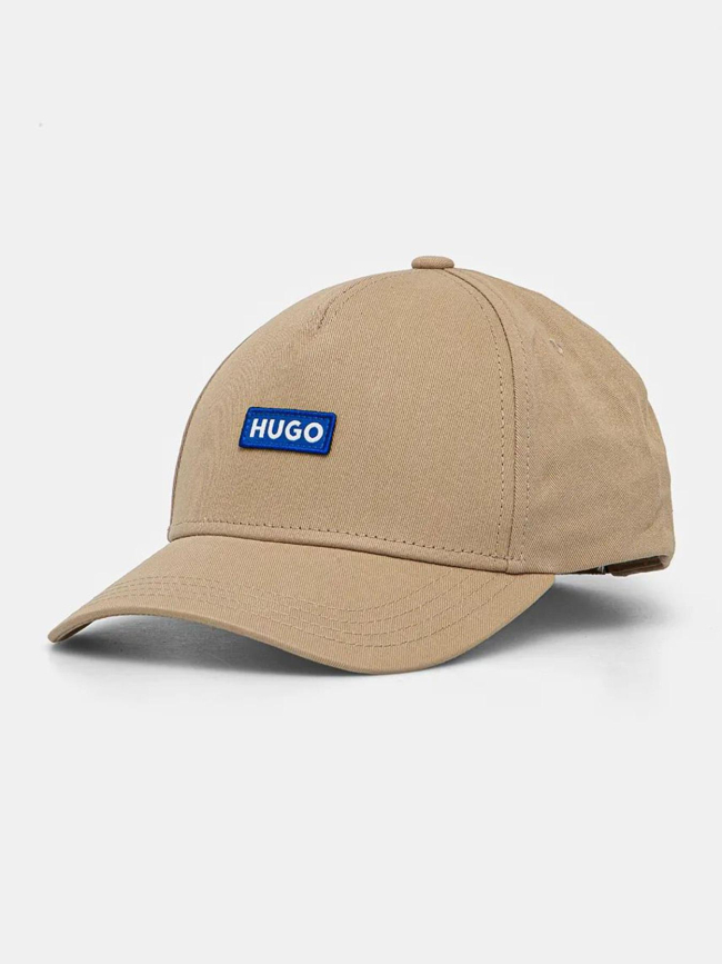 Casquette en twill étiquette logotée brodée beige - Hugo