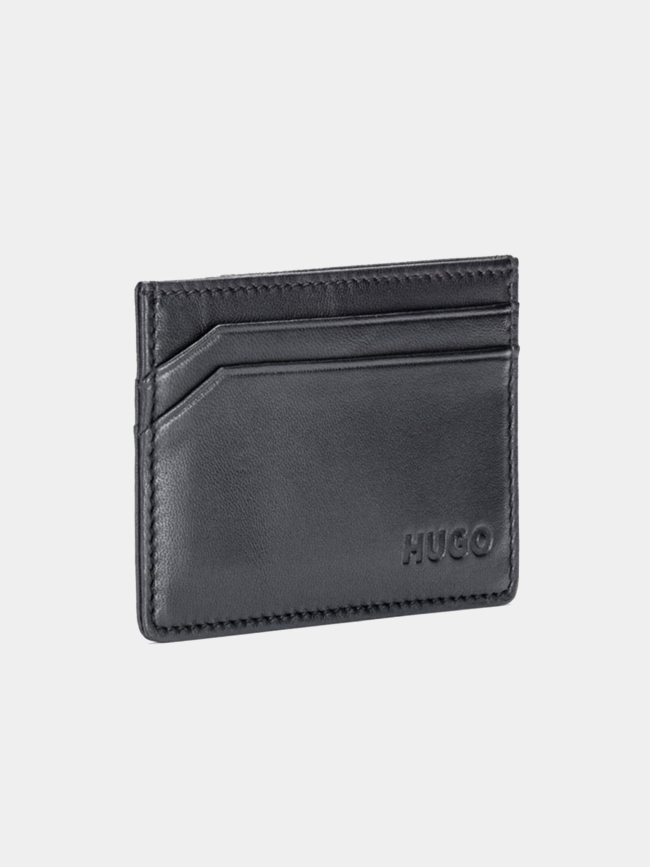 Porte-cartes en cuir avec logo noir homme - Hugo