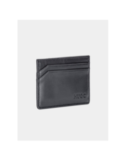 Porte-cartes en cuir avec logo noir homme - Hugo