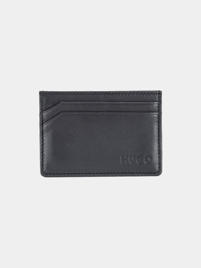 Porte-cartes en cuir avec logo noir homme - Hugo