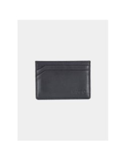 Porte-cartes en cuir avec logo noir homme - Hugo