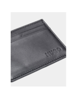 Porte-cartes en cuir avec logo noir homme - Hugo