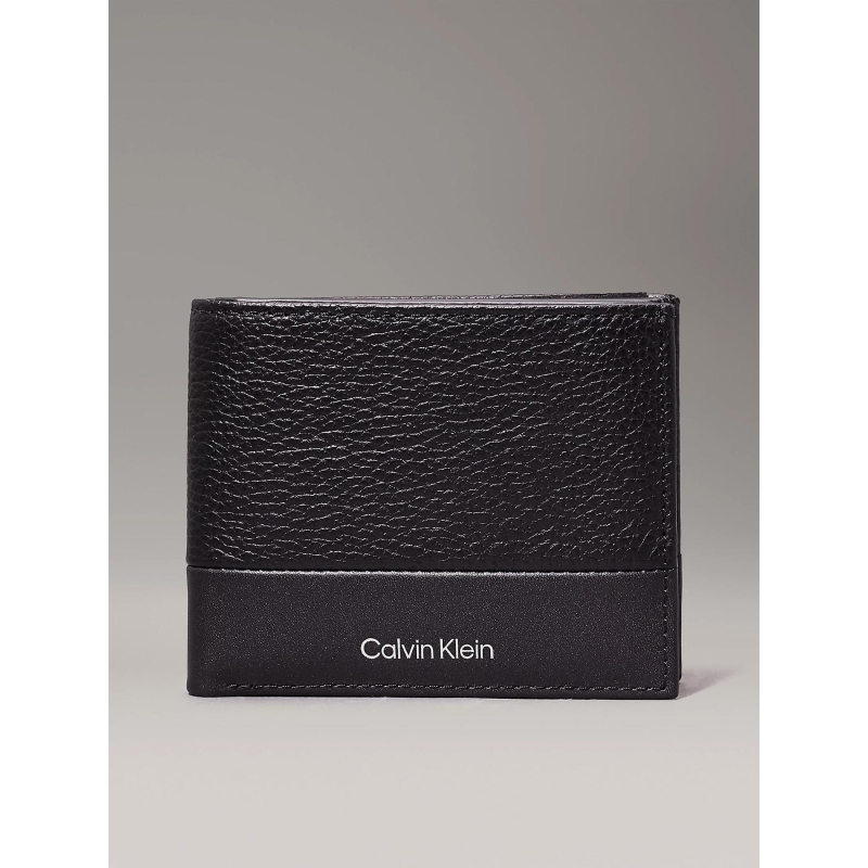 Portefeuille 2 volets en cuir anti-rfid noir - Calvin Klein