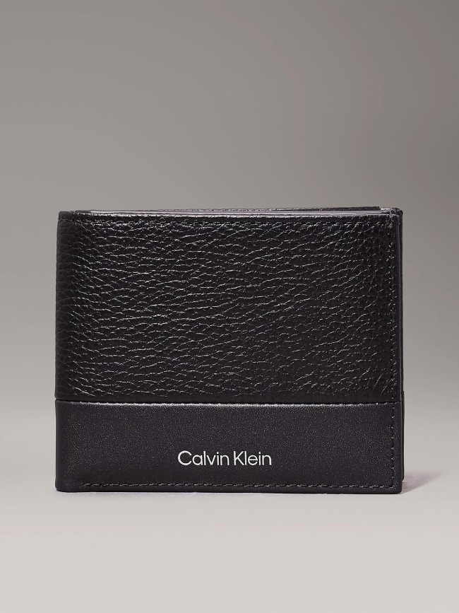 Portefeuille 2 volets en cuir anti-rfid noir - Calvin Klein