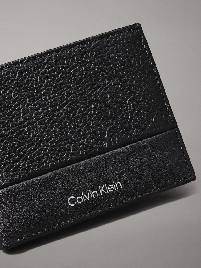 Portefeuille 2 volets en cuir anti-rfid noir - Calvin Klein