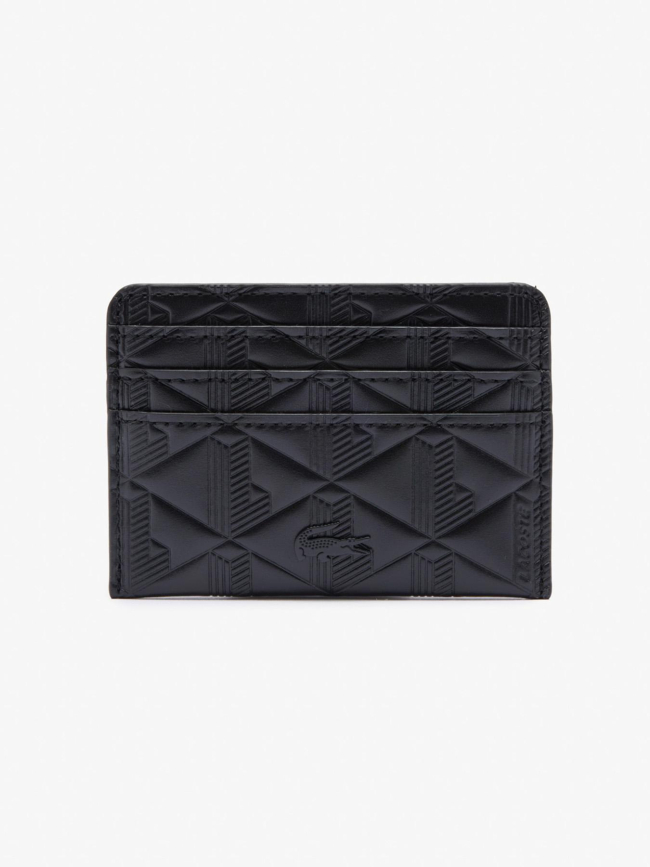 Porte-cartes maheki en cuir embossé noir femme - Lacoste