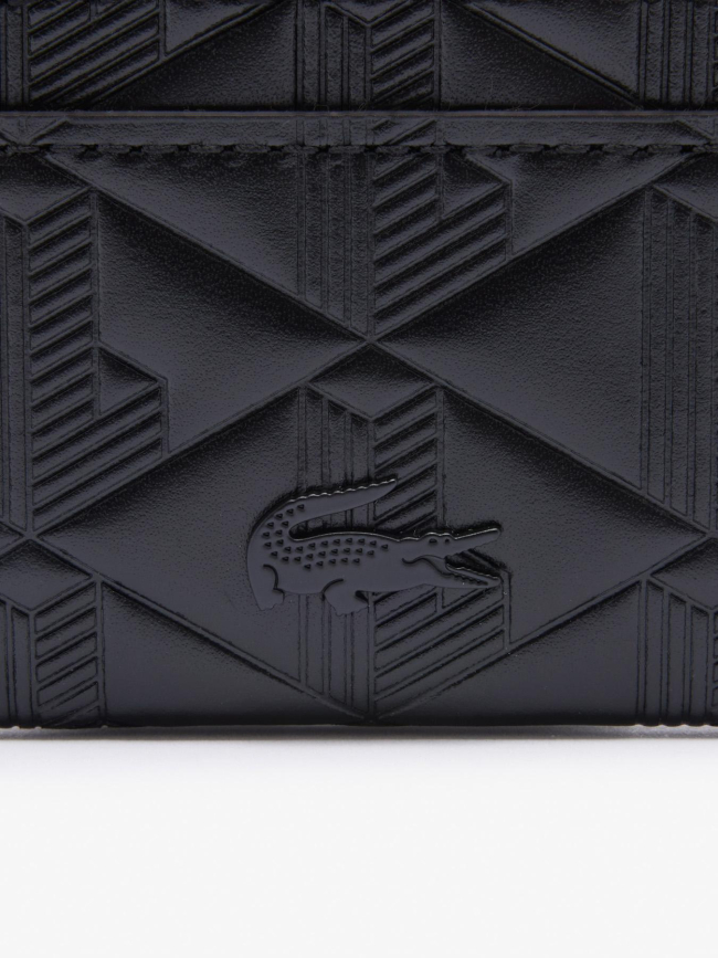 Porte-cartes maheki en cuir embossé noir femme - Lacoste