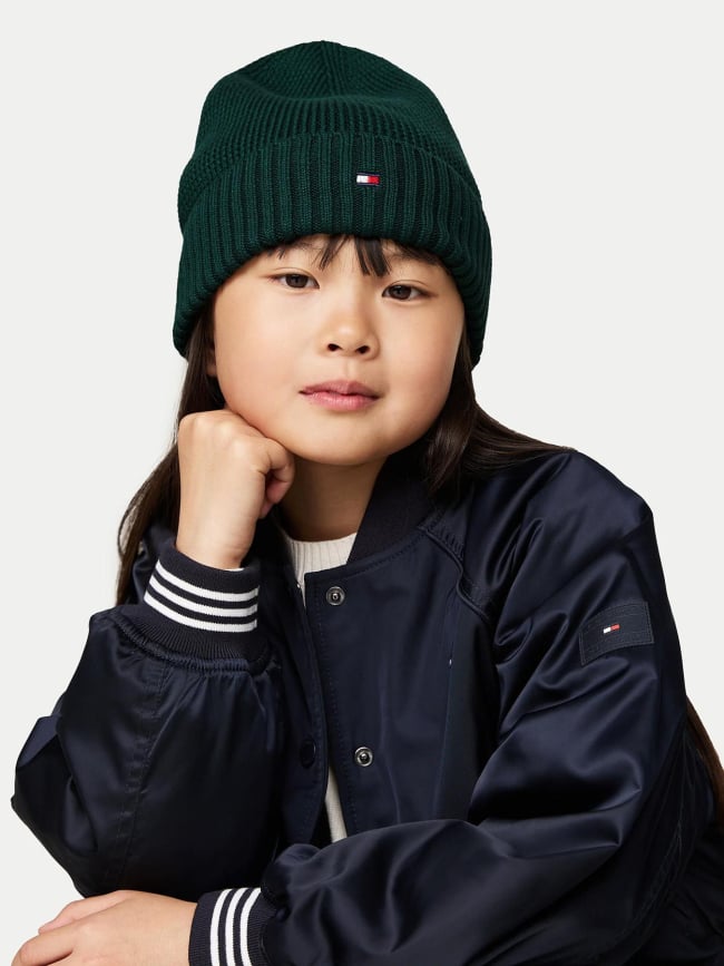 Bonnet essential à drapeau brodé vert enfant - Tommy Hilfiger