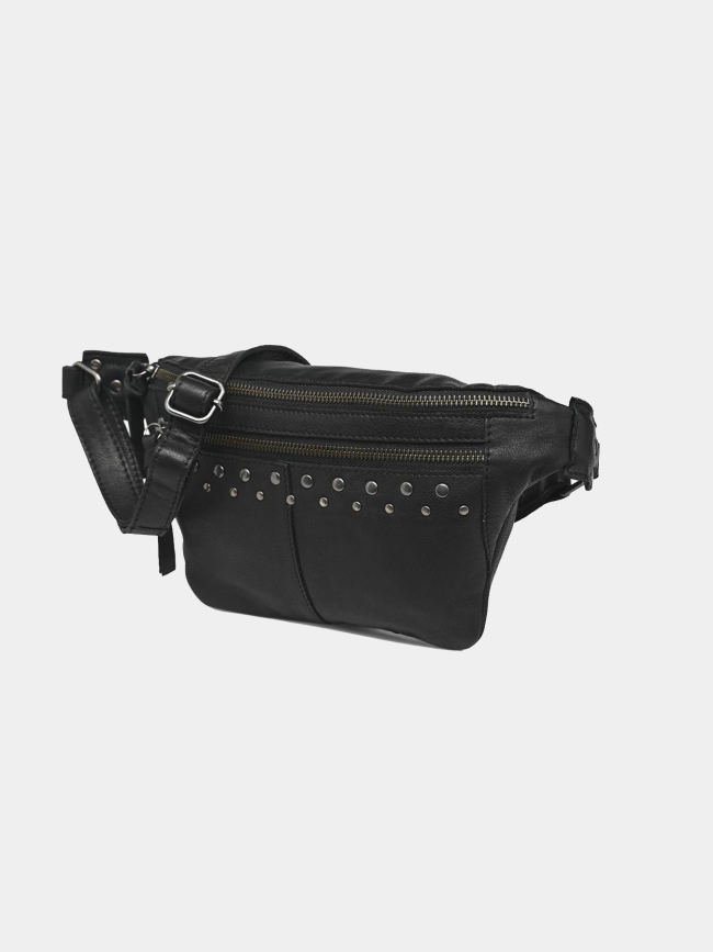 Sac banane en cuir nadja noir femme - Pieces