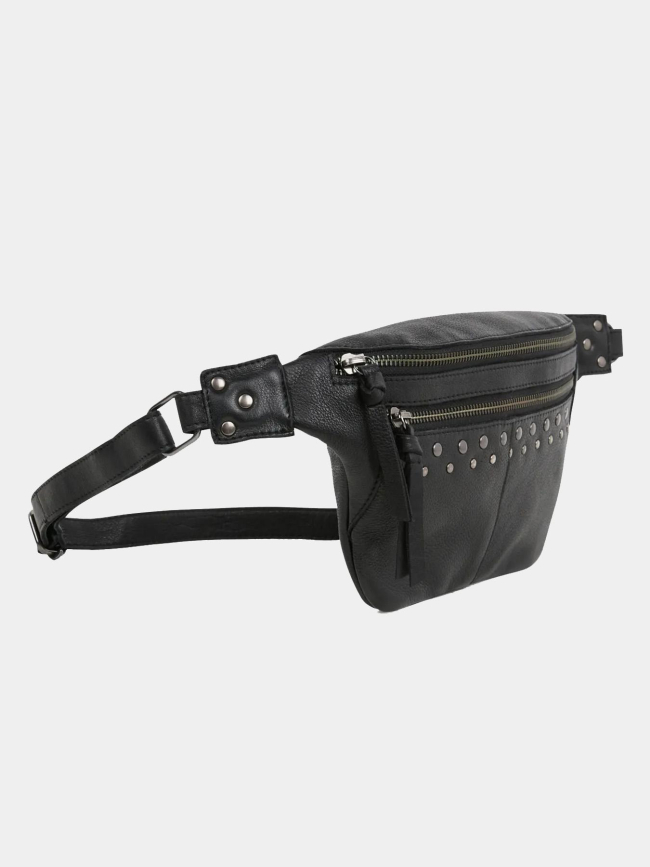 Sac banane en cuir nadja noir femme - Pieces