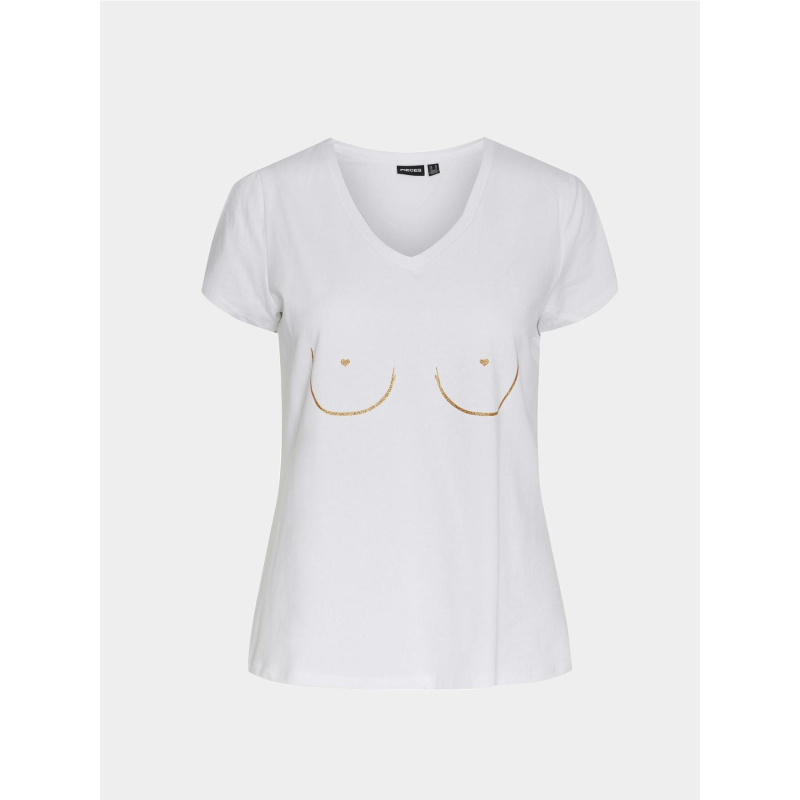 T-shirt merima blanc doré femme - Pieces