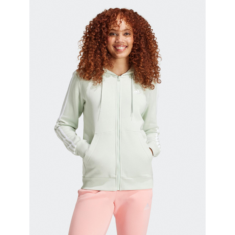 Sweat à capuche zippé 3S vert clair femme - Adidas