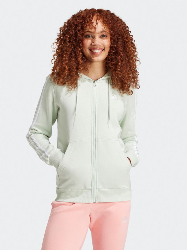 Sweat à capuche zippé 3S vert clair femme - Adidas