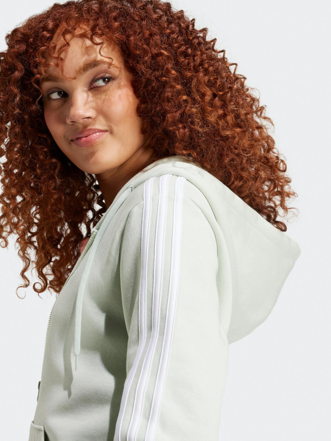 Sweat à capuche zippé 3S vert clair femme - Adidas