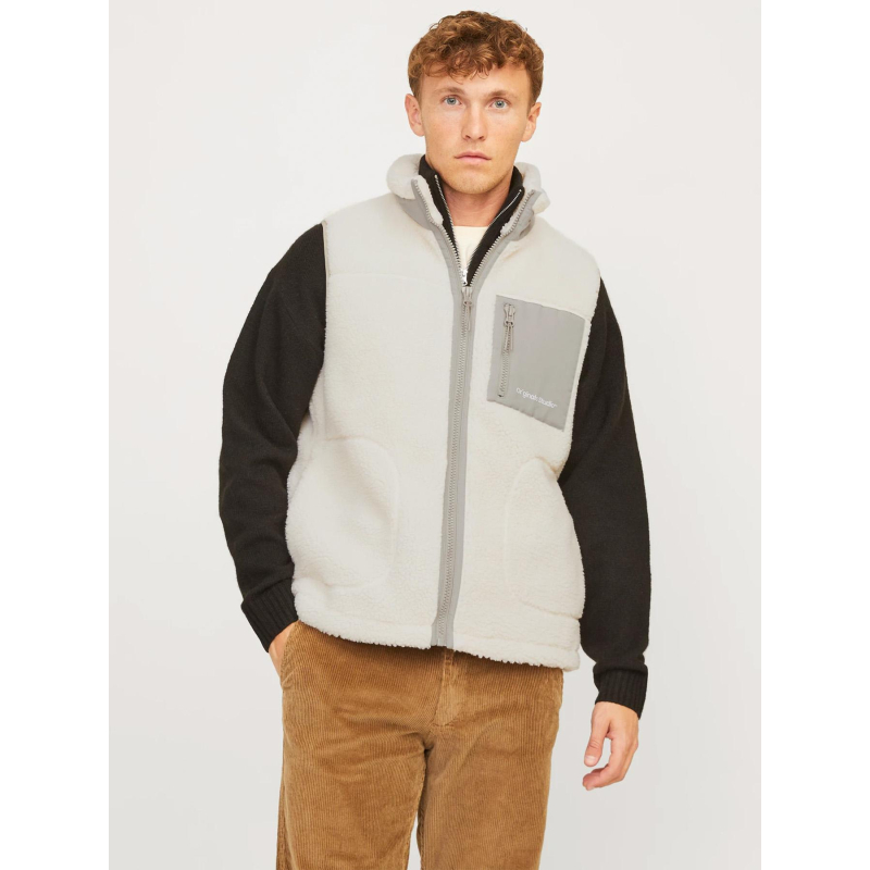 Veste polaire sans manche teddy blanc homme - Jack & Jones