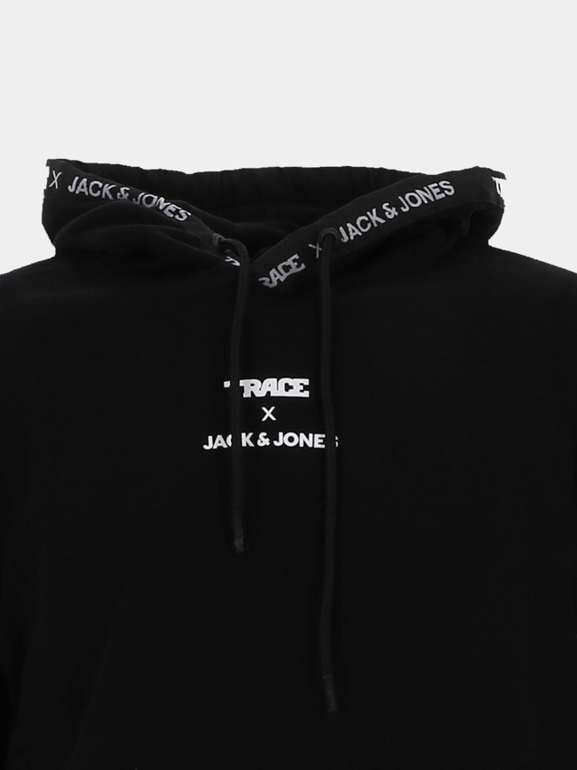 Sweat à capuche trace script noir homme - Jack & Jones