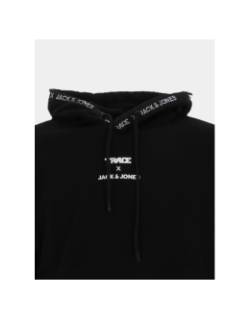 Sweat à capuche trace script noir homme - Jack & Jones